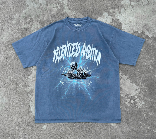 OVERSIZED "RELENTLESS AMBITION" T-SHIRT- BLUE